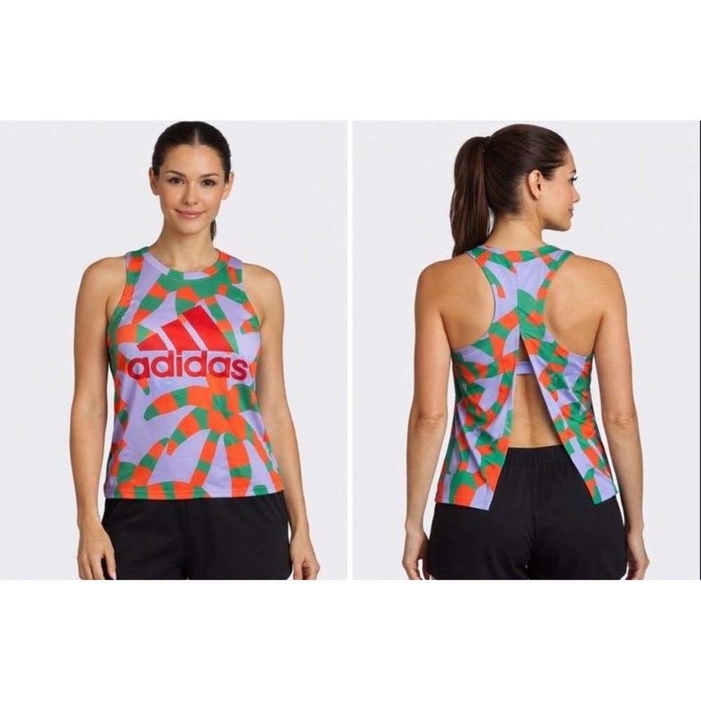 Adidas x Farm Rio Aeroready Small Abstract Print Open Back Training Tank Top‎